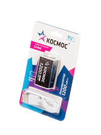 Аккумулятор крона Li-ion 9V 1000мАч 1 шт на блистере (Космос) KOCLi9V1200mAh1BL