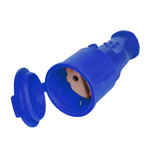 Разъем штепсельный с/з каучук с заглушкой 16А 250В IP44 цвет синий еврослот (UNIVersal) 3049