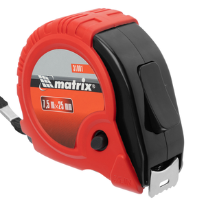 Рулетка Rubber, 7,5 м х 25 мм, обрезиненный корпус (Matrix) 31001