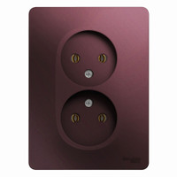 GLOSSA розетка двойная без заземления в сборе баклажановый (Systeme Electric) GSL001120