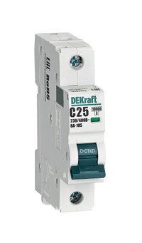 Выключатель автоматический ВА105 1P кривая C 25A 10кА (Dekraft) 13155DEK