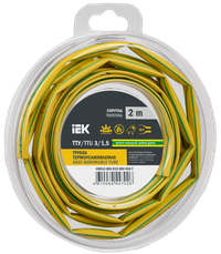 Трубка термоусадочная ТТУ нг-LS 3/1,5 желто-зеленая (2м/упак) IEK (IEK) UDR12-003-D15-002-K52-T
