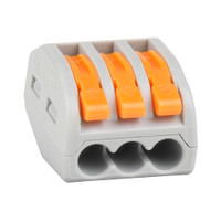 Клемма строительно-монтажная OptiKit СМК 222-413 с рычагом 3 отверстия 0,2-2,5(4,0)мм2 (КЭАЗ) 351063