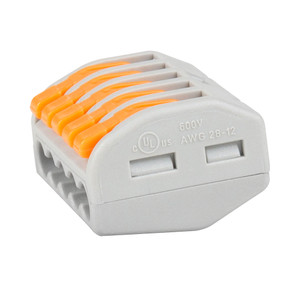 Клемма строительно-монтажная OptiKit СМК 222-415 с рычагом 5 отверстий 0,2-2,5(4,0)мм2 (КЭАЗ) 351066