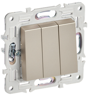 SKANDY Выключатель 3-клавишный 10А SK-V11Sh шампань IEK (IEK) SK-V30-0-10-K37