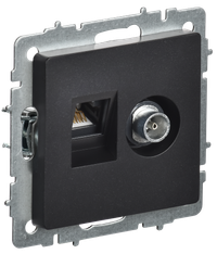 BRITE Розетка двойная TV+RJ45 кат.5E РТВ/РК12-БрЧ черный (IEK) BR-AK20-1-K02