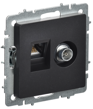 BRITE Розетка двойная TV+RJ45 кат.5E РТВ/РК12-БрЧ черный (IEK) BR-AK20-1-K02