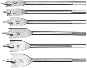 Свёрла по дереву перовые набор, 6 шт (10-12-16-18-20-25 мм) (FIT) 36160