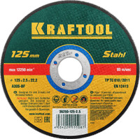 Круг отрезной по металлу, 125x2.5x22.23 мм (KRAFTOOL) 36250-125-2.5