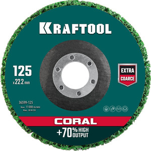 Круг полимерно-шлифовальный синтетический абразивный 125х22,2мм CORAL (KRAFTOOL) 36599-125