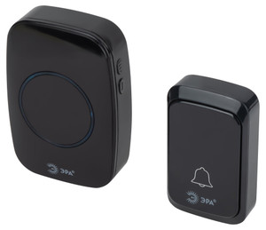 Звонок дверной беспроводной на батарейках 38 мелодий 180м IP20 с регулятором громкости и световой индикацией черный 3АА/А23 C88 (ЭРА) Б0054087