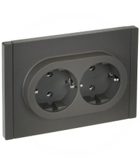 FORTE&PIANO Розетка 2-местная с заземлением без защитных шторок безвинтовое крепление 16А FP324 серый IEK (IEK) FP-R21-16-1-K03