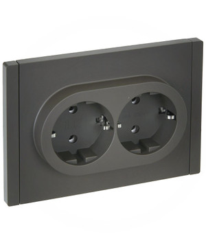 FORTE&PIANO Розетка 2-местная с заземлением без защитных шторок безвинтовое крепление 16А FP324 серый IEK (IEK) FP-R21-16-1-K03