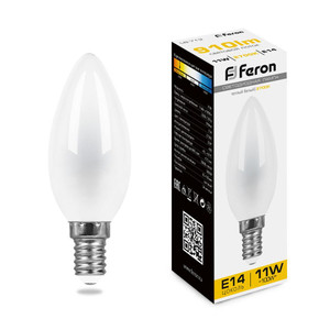 Лампа светодиодная LED 11вт Е14 теплый матовая свеча FILAMENT (FERON) LB-713 38005
