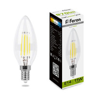 Лампа светодиодная LED 11вт Е14 белый свеча FILAMENT (FERON) LB-713 38008