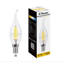 Лампа светодиодная LED 11вт Е14 теплый свеча на ветру FILAMENT (FERON) LB-714 38010