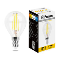 Лампа светодиодная LED 11вт Е14 теплый шар FILAMENT (FERON) LB-511 38013