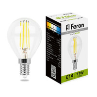 Лампа светодиодная LED 11вт Е14 белый шар FILAMENT (FERON) LB-511 38014