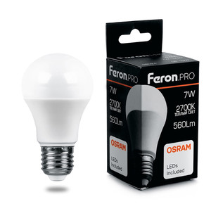 Лампа светодиодная LED 7вт Е27 теплый .PRO (FERON) LB-1007 38023