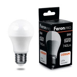 Лампа светодиодная LED 9вт Е27 белый .PRO (FERON) LB-1009 38027
