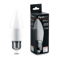 Лампа светодиодная LED 7.5вт Е27 белый матовая свеча Feron.PRO (FERON) LB-1307 38057