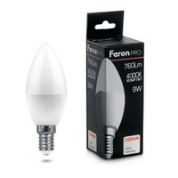 Лампа светодиодная LED 9вт Е14 белый матовая свеча Feron.PRO (FERON) LB-1309 38060