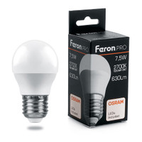 Лампа светодиодная LED 7.5вт Е27 теплый матовый шар Feron.PRO (FERON) LB-1407 38074
