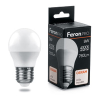 Лампа светодиодная LED 9вт Е27 белый матовый шар Feron.PRO (FERON) LB-1409 38081