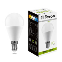 Лампа светодиодная LED 13вт Е14 белый матовый шар (FERON) LB-950 38102