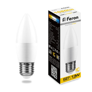 Лампа светодиодная LED 13вт E27 теплый матовая свеча (FERON) LB-970 38110