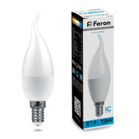 Лампа светодиодная LED 13вт Е14 дневной матовая свеча на ветру (FERON) LB-970 38114
