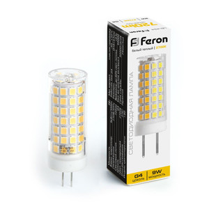 Лампа светодиодная LED 9вт 230в G4 теплый капсульная (FERON) LB-434 38143