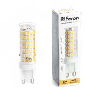 Лампа светодиодная LED 9вт 230в G9 теплый капсульная (FERON) LB-434 38146