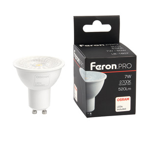 Лампа светодиодная LED 7вт 230в GU10 теплый с линзой 38 град .PRO (FERON) LB-1607 38176