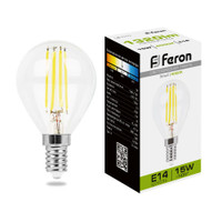 Лампа светодиодная LED 15вт Е14 белый шар FILAMENT (FERON) LB-515 38250