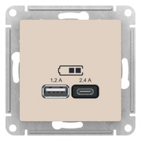РОЗЕТКА USB ATLASDESIGN A+С, 5В/2,4А, 2х5В/1,2А, механизм, БЕЖЕВЫЙ (Systeme Electric) ATN000239