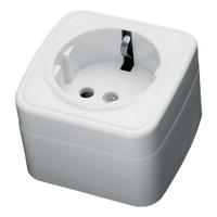 Розетка накладная одноместная с/з, пластик АВS, 250В, 16А, IP20, белая, (STEKKER) PST16-501-20