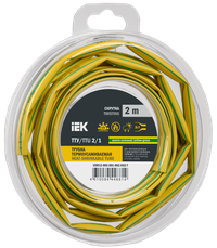 Трубка термоусадочная ТТУ нг-LS 2/1 желто-зеленая (2м/упак) IEK (IEK) UDR12-002-001-002-K52-T
