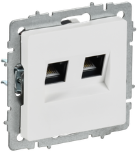 BRITE Розетка компьютерная двойная кат.5E RJ45 РК10-2-БрАБ арктический белый IEK (IEK) BR-K20-1-K91