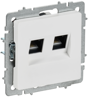 BRITE Розетка компьютерная двойная кат.5E RJ45 РК10-2-БрАБ арктический белый IEK (IEK) BR-K20-1-K91