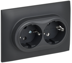 SKANDY Розетка 2-местная с заземлением без защитных шторок 16А в сборе SK-R08T титан IEK (IEK) SK-R21-16-K48-F