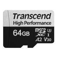 Карта памяти 64GB MicroSD 340S UHS I, SDXC, V30, U3, 160 МБ/с, Class 10 (Transcend) TS64GUSD340S