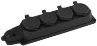 Колодка каучуковая с/з 4 гнезда 16A IP44 черная K-4e-B-IP44 (ЭРА) Б0044546