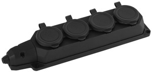 Колодка каучуковая с/з 4 гнезда 16A IP44 черная K-4e-B-IP44 (ЭРА) Б0044546