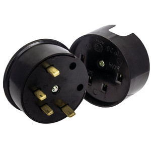 Разъем РШ-ВШ 32А 380В 3P+PE(ОУ) карболитовый черный Simple (EKF) AS-380-O-04