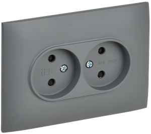 SKANDY Розетка 2-местная без заземления с защитными шторками 10А в сборе SK-R09Gr серый IEK (IEK) SK-R23-10-K03-F
