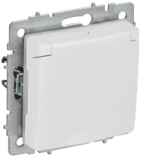 BRITE Розетка 1-местная с заземлением с защитными шторками и крышкой 16А IP44 РСбш10-3-44-БрАБ арктический белый IEK (IEK) BR-R16-16-44-K91