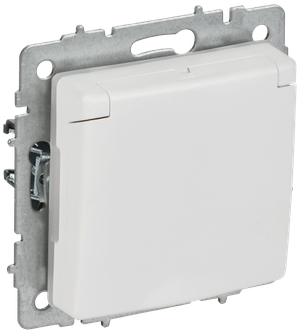 BRITE Розетка 1-местная с заземлением с защитными шторками и крышкой 16А IP44 РСбш10-3-44-БрАБ арктический белый IEK (IEK) BR-R16-16-44-K91