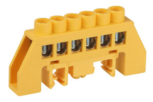 Шина NO-224-115 PE земля в комбинированном изоляторе на DIN-рейку ШНИ-8х12-6-Д-желтый (ЭРА) Б0062977