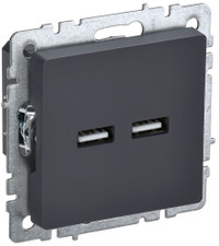 BRITE Розетка USB A+A 3.1А РЮ10-1-БрГ графит (IEK) BR-U21-D31-K53